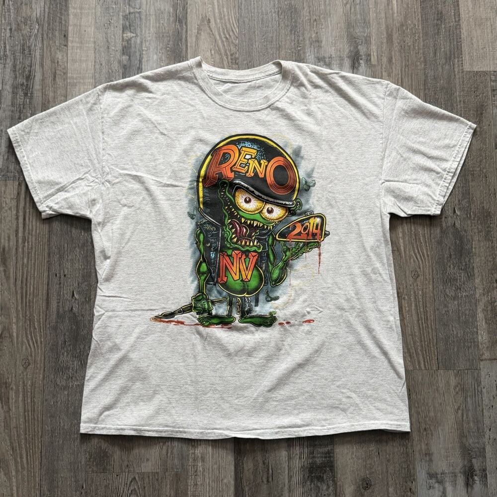Rat Fink (2014) Bike Week Laconia N.H. T-Shirt Large Tee Shirt Grey Double Sided